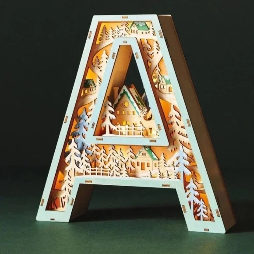 NWT Anthropologie Wonderland Christmas Scene Letter A
